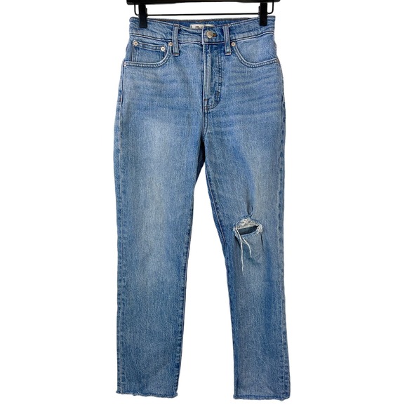 Madewell (25) The Perfect Vintage Crop Jean High Rise 25” Blue Distressed - Picture 1 of 13
